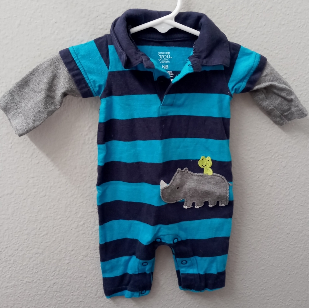 Striped Blue and Gray Kids One Piece